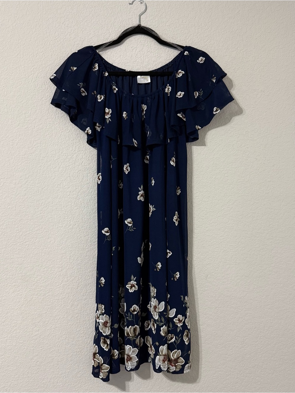 Siren Lily Navy Floral Wide Neck Dress